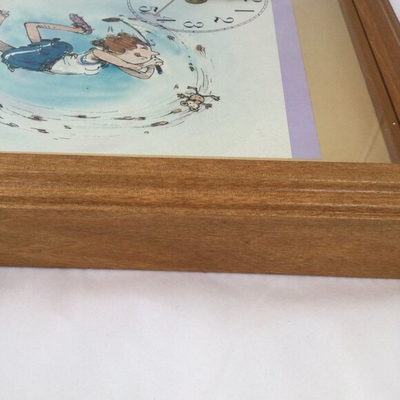 80s funny Gary Patterson print in wood framed clock Full Swing animated lady gol - Picture 4 of 7